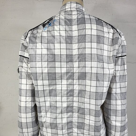 RARE Mark Fairwhale white black plaid full zip lightweight jacket ladies Medium - Picture 7 of 12